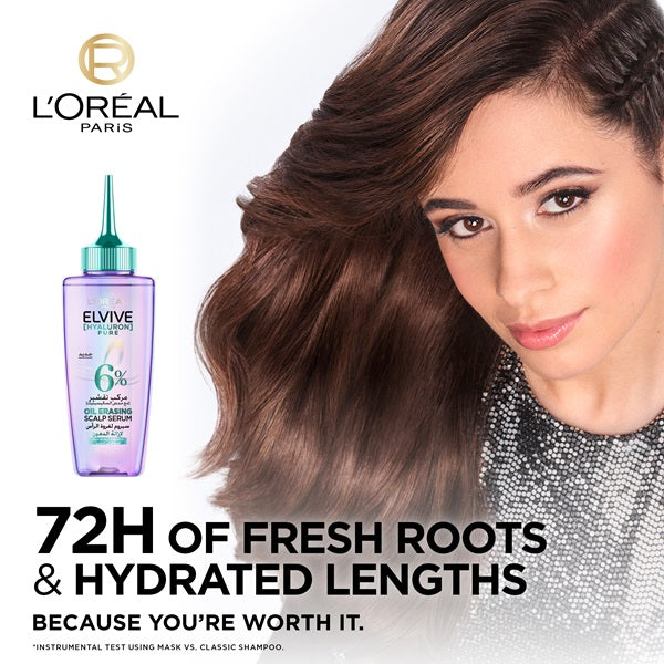 L'Oreal Paris - Elvive Hyaluron Pure Oil Erasing Scalp Serum with Salicylic Acid, for Oily Roots and Dehydrated Lengths