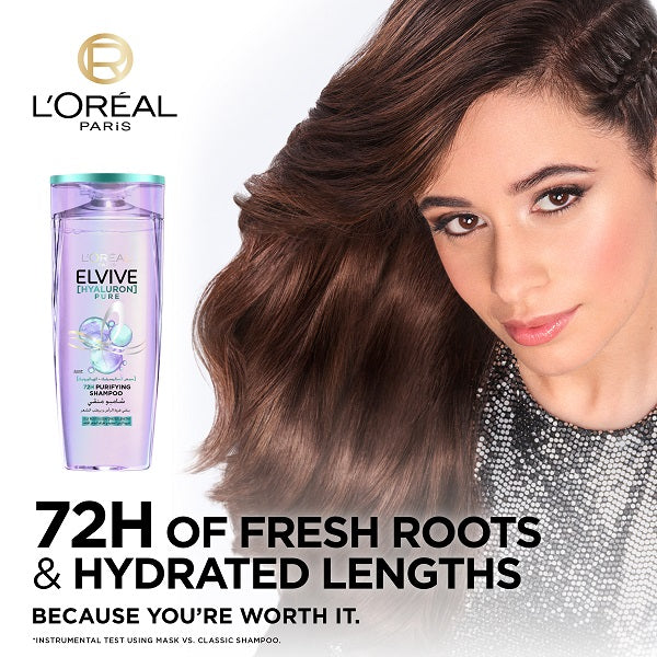 L'Oreal Paris - Elvive Hyaluron Pure Purifying Shampoo for Oily Roots And Dehydrated Lengths