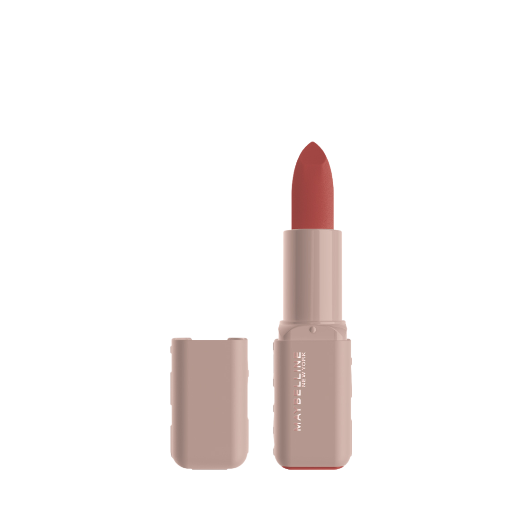 Lipstick with beige case on a white background