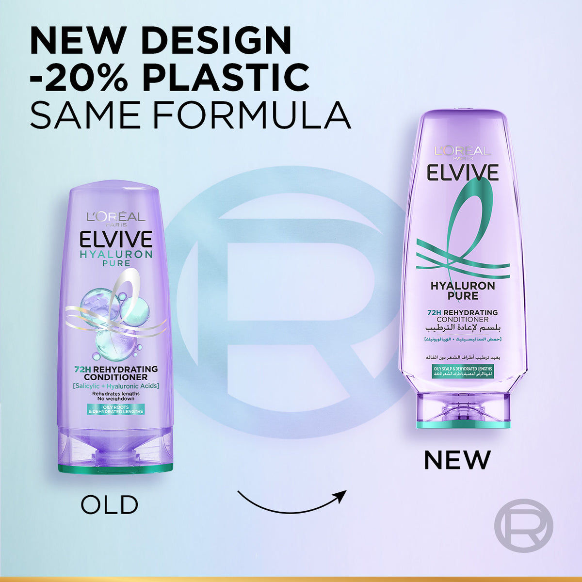 Elvive Hyaluron Pure 72h Rehydrating Conditioner for Oily Scalp & Dehydrated Lengths
