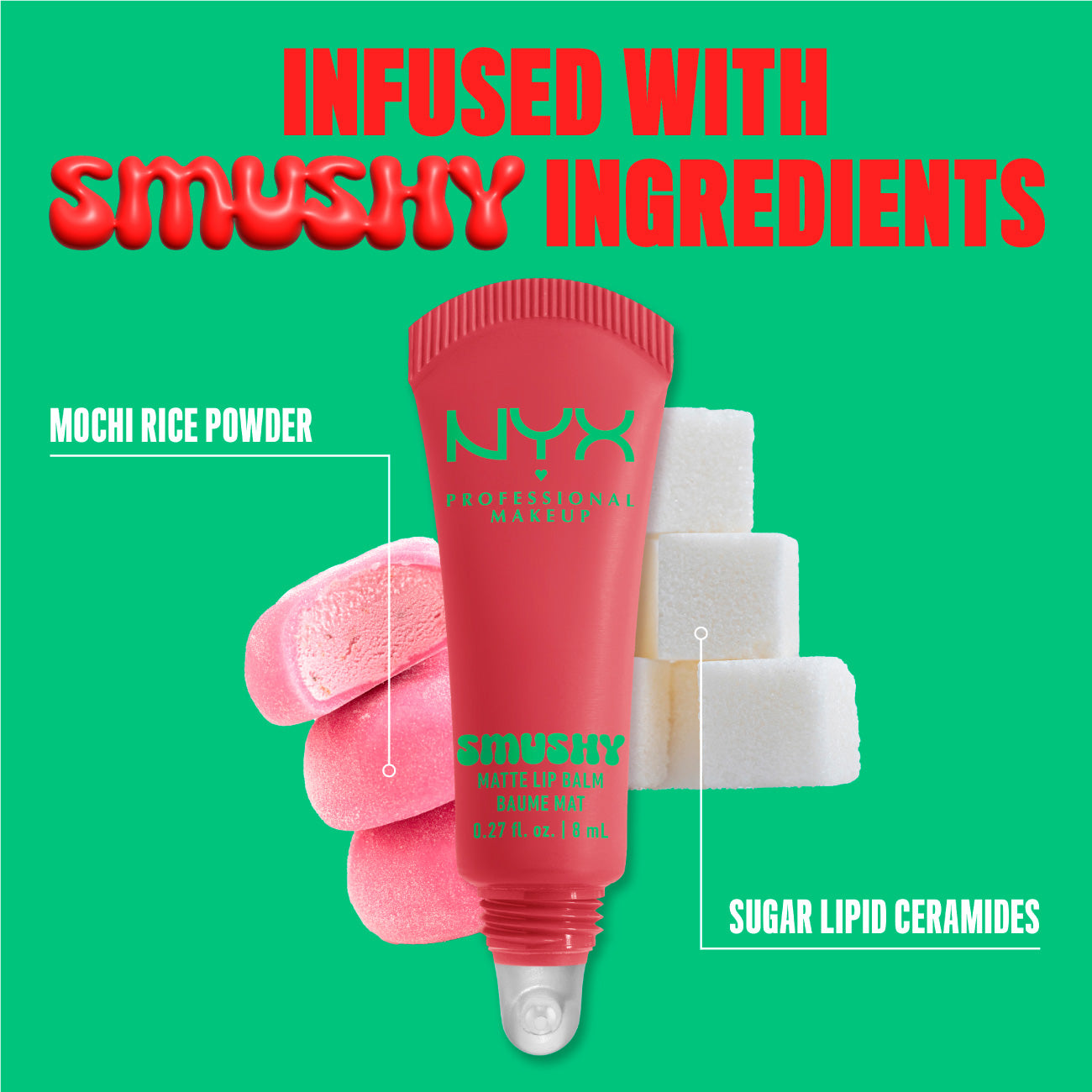 Smushy Matte Lip Balm, Soft Diffused Color, Matte Finish