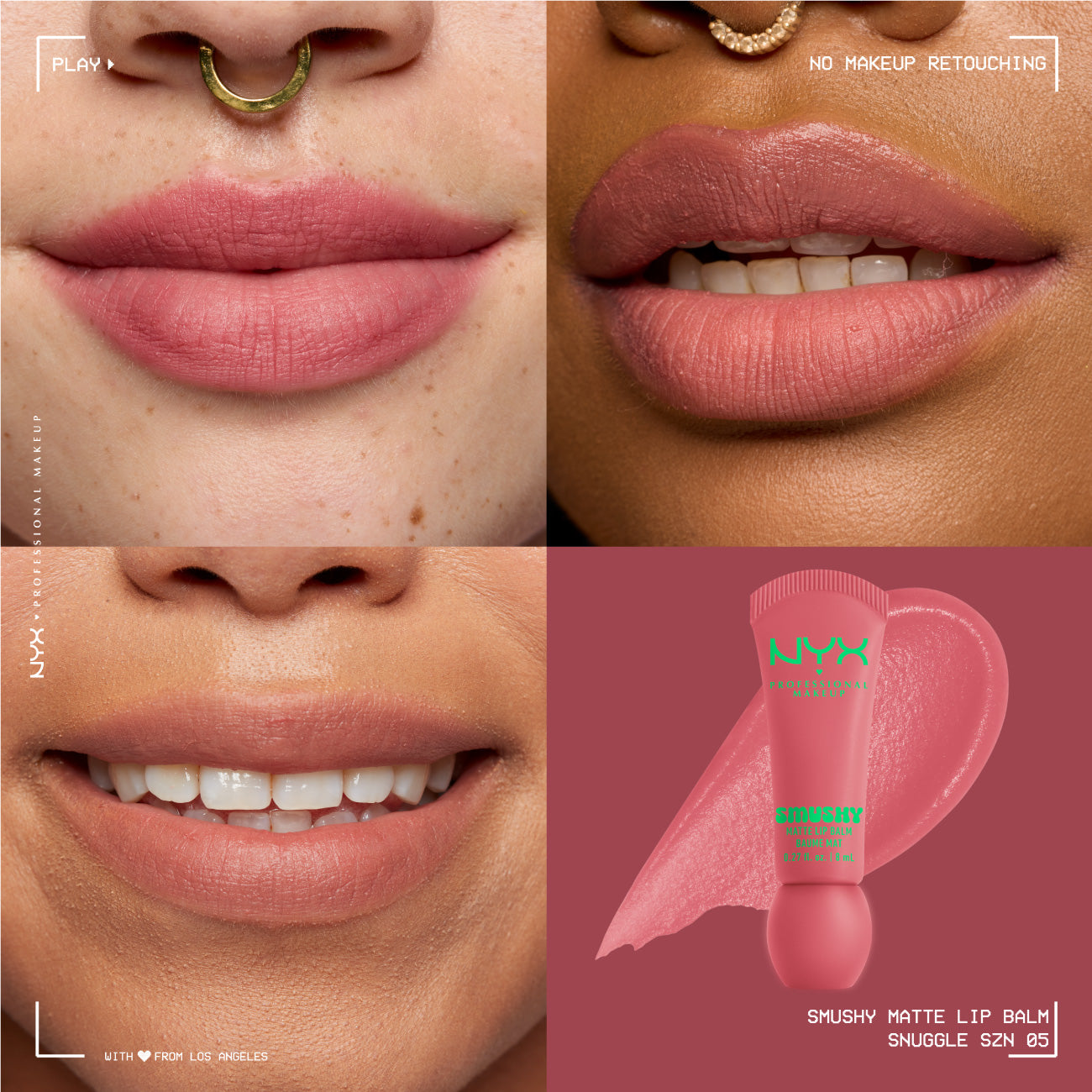 Smushy Matte Lip Balm, Soft Diffused Color, Matte Finish