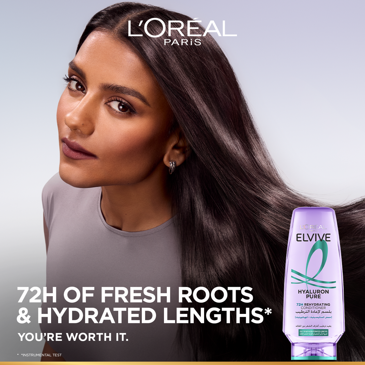 Elvive Hyaluron Pure 72h Rehydrating Conditioner for Oily Scalp & Dehydrated Lengths