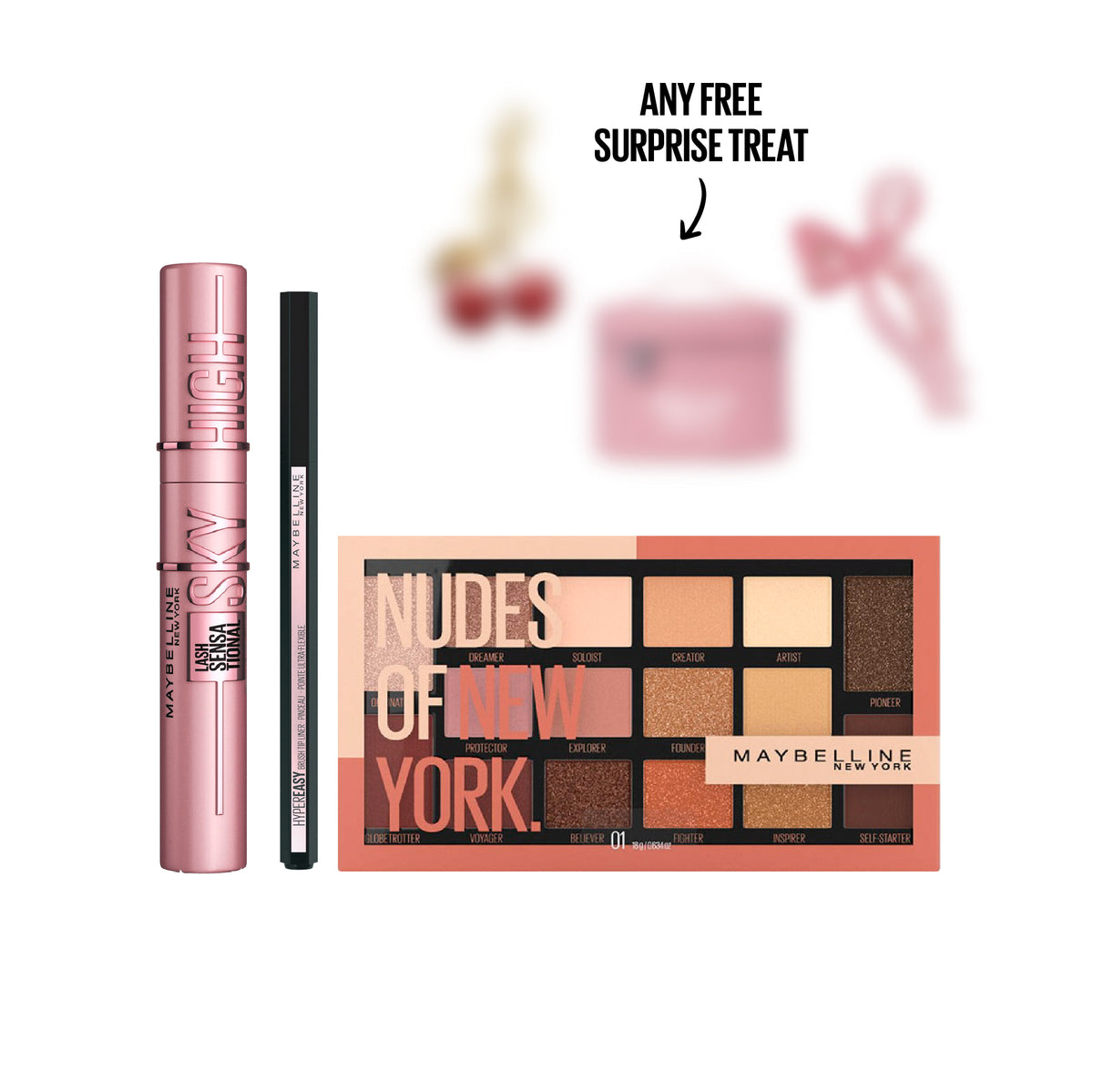 Sky High Mascara Black + Liquid Liner + Eyeshadow Palette + FREE Surprise Treat At 20% OFF