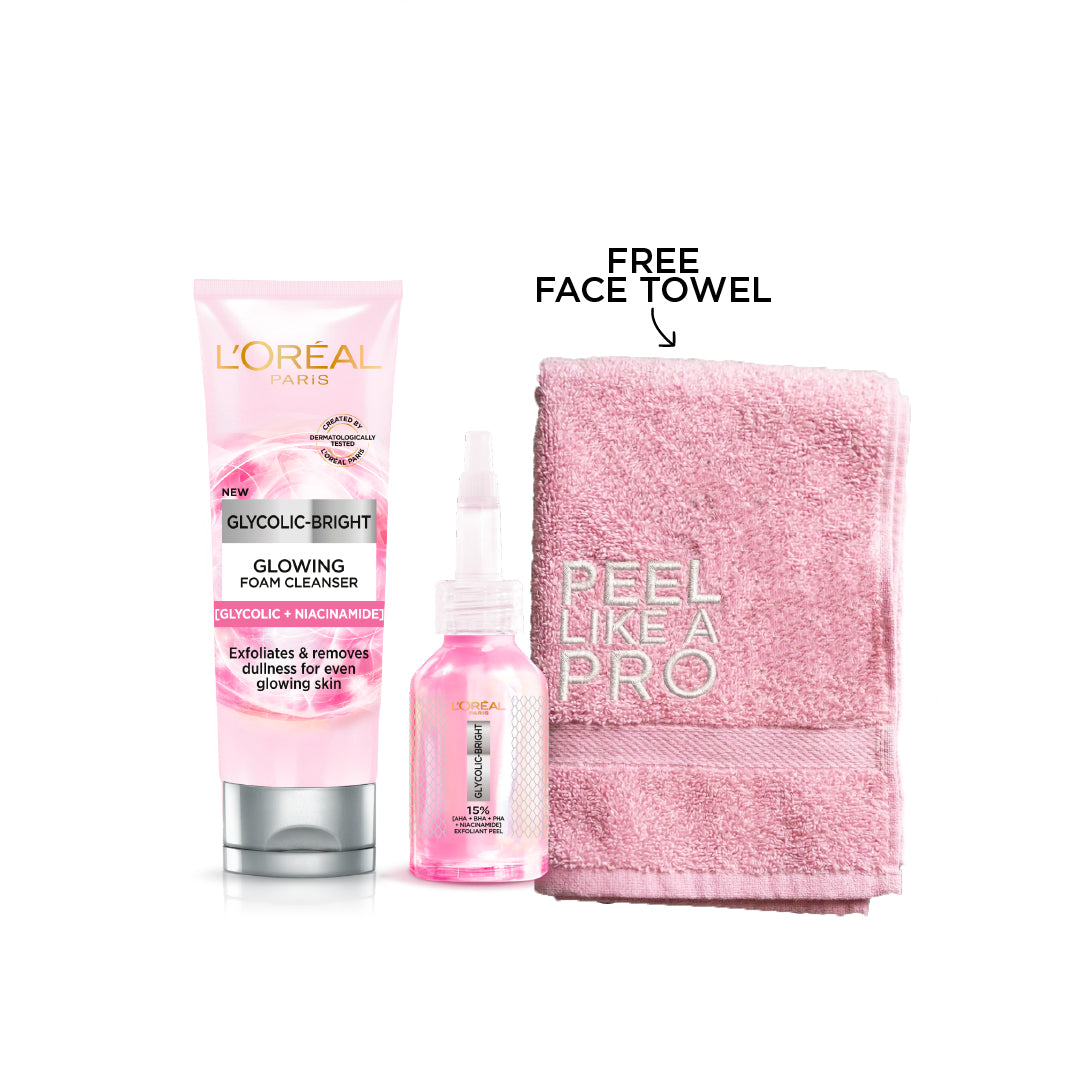 Glycolic-Bright Foam Cleanser + Anti-Dark Spot Exfoliant Peel + FREE Towel