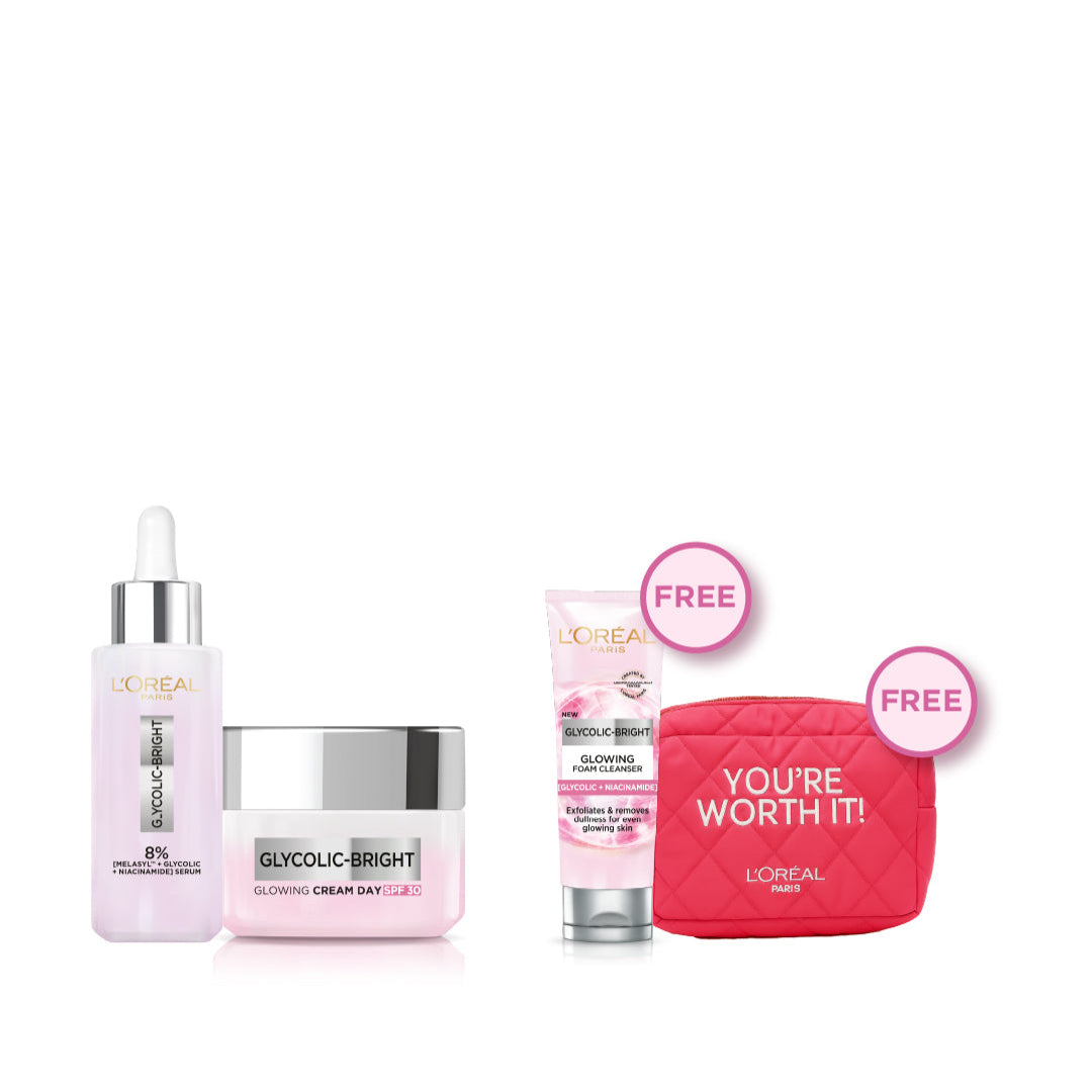 Glycolic Bright Instant Face Serum 30 ML + Day Cream 50 ML + FREE Wash + FREE Pouch At 20% OFF