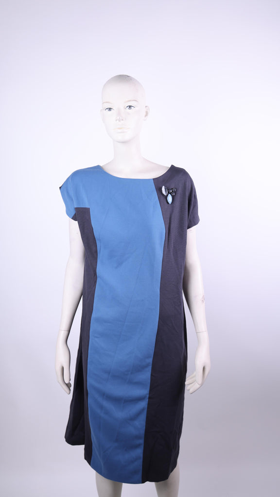 BADOO Badoo midi dress in navy and light blue color | Loolia Closet