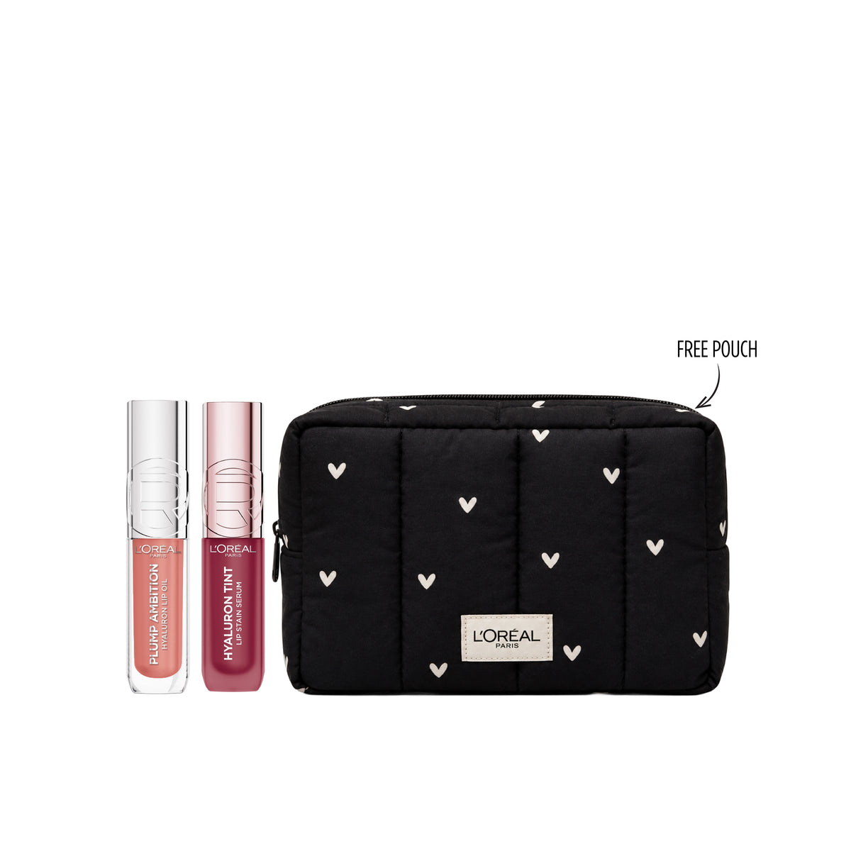 Plump Ambition Hyaluron Lip Oil + Hyaluron Tint Lip Stain Serum + FREE Black Heart Pouch At 25% OFF