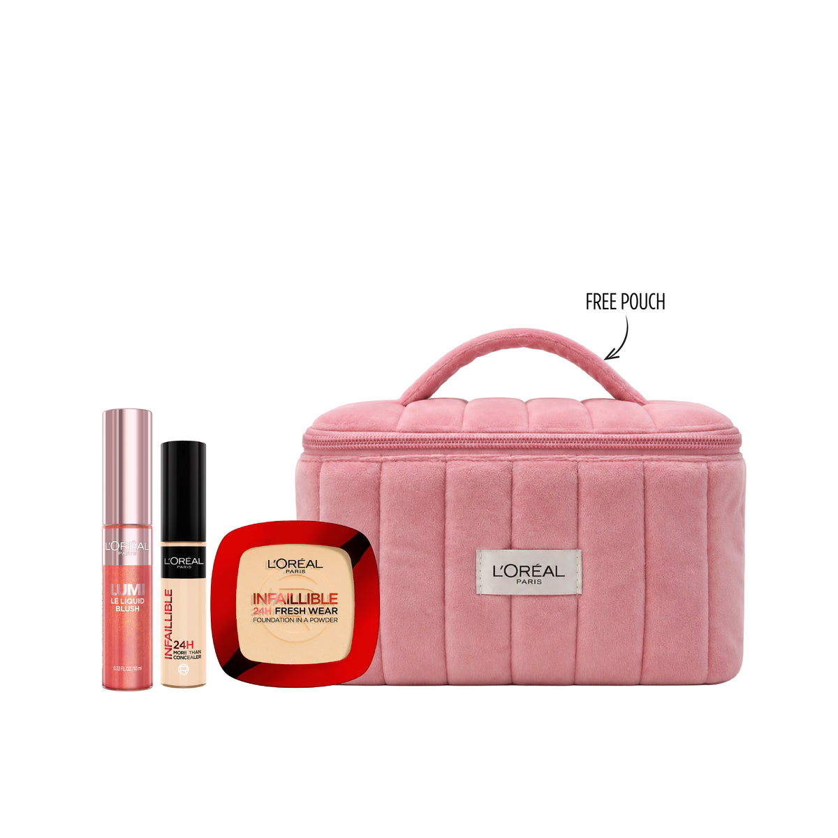 Lumi Le Liquid Blush + Infaillible Concealer + Foundation + FREE Top handle Pouch At 25% OFF