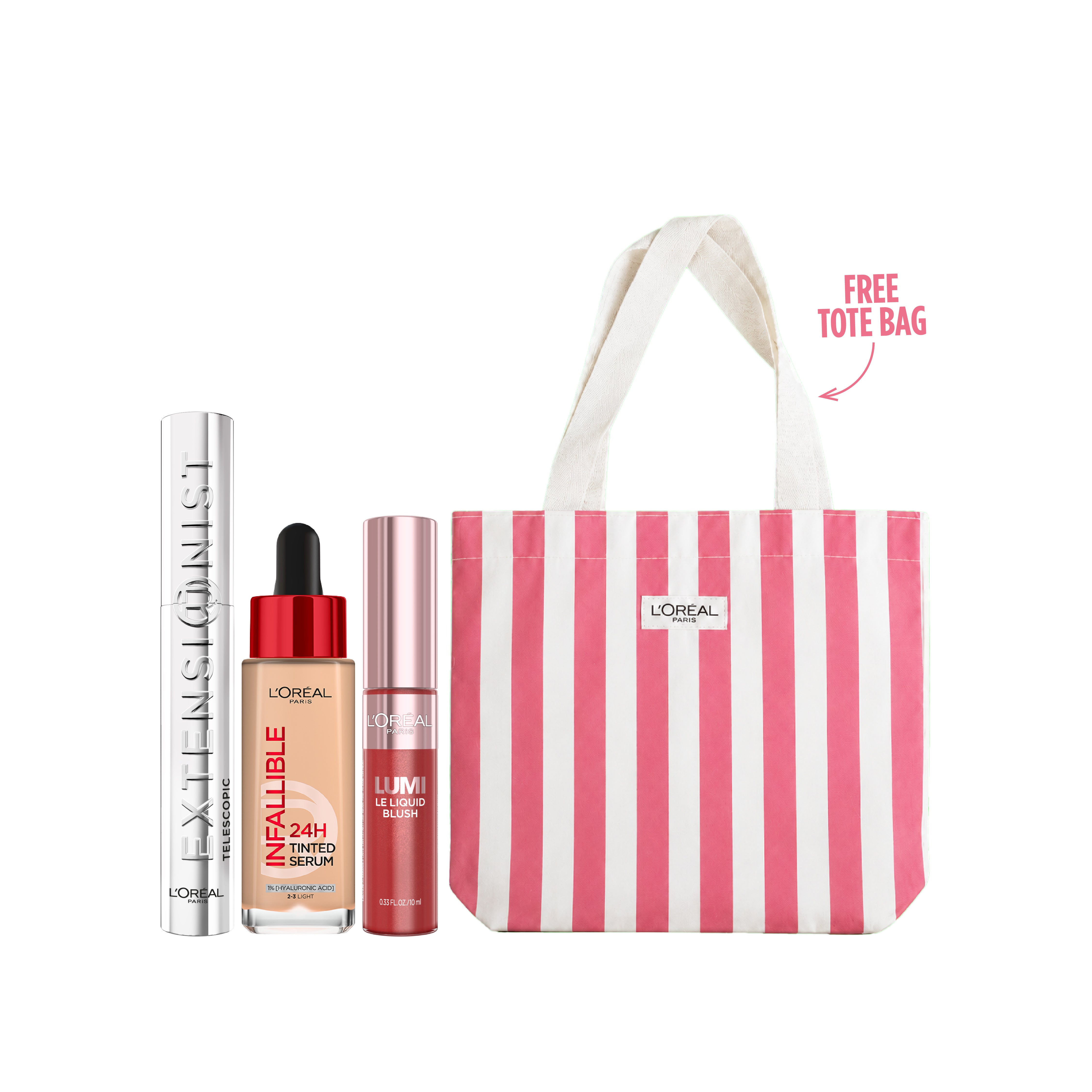 Telescopic Extensionist Mascara + Infallible Tinted Serum + Lumi Le Liquid Blush + FREE Tote Bag At 20% OFF