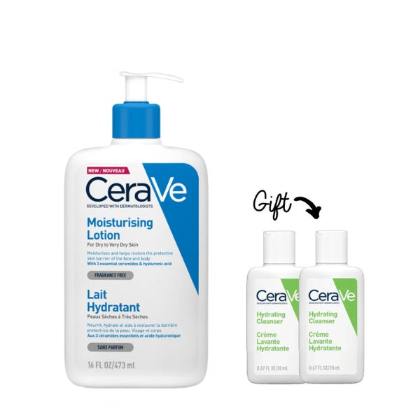 Moisturizing Lotion 473 ML + 2x FREE Hydrating Cleanser 20 ML