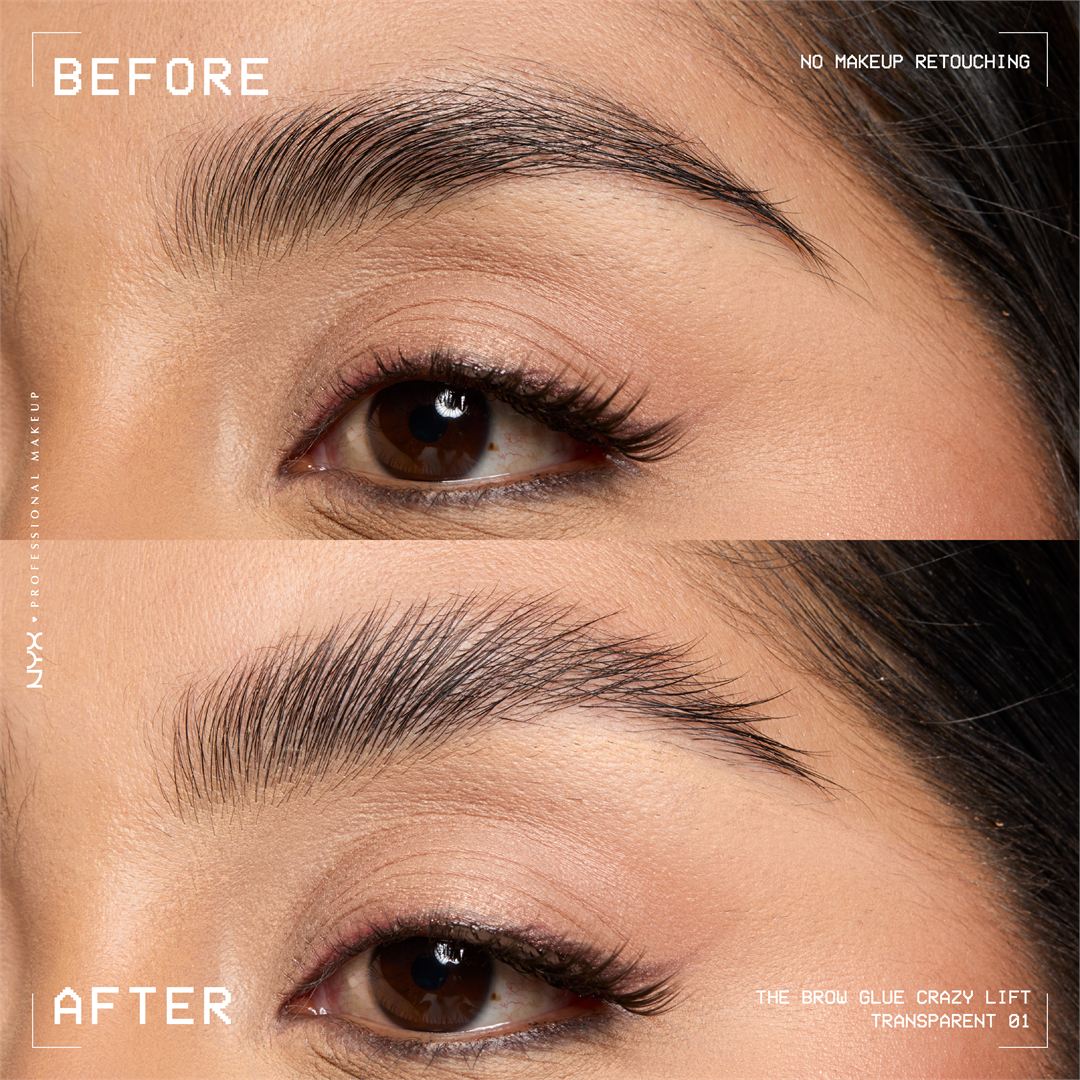 NYX Professional Makeup The Brow Glue Crazy Lift clear brow lamination gel 7ml with built-in styling comb