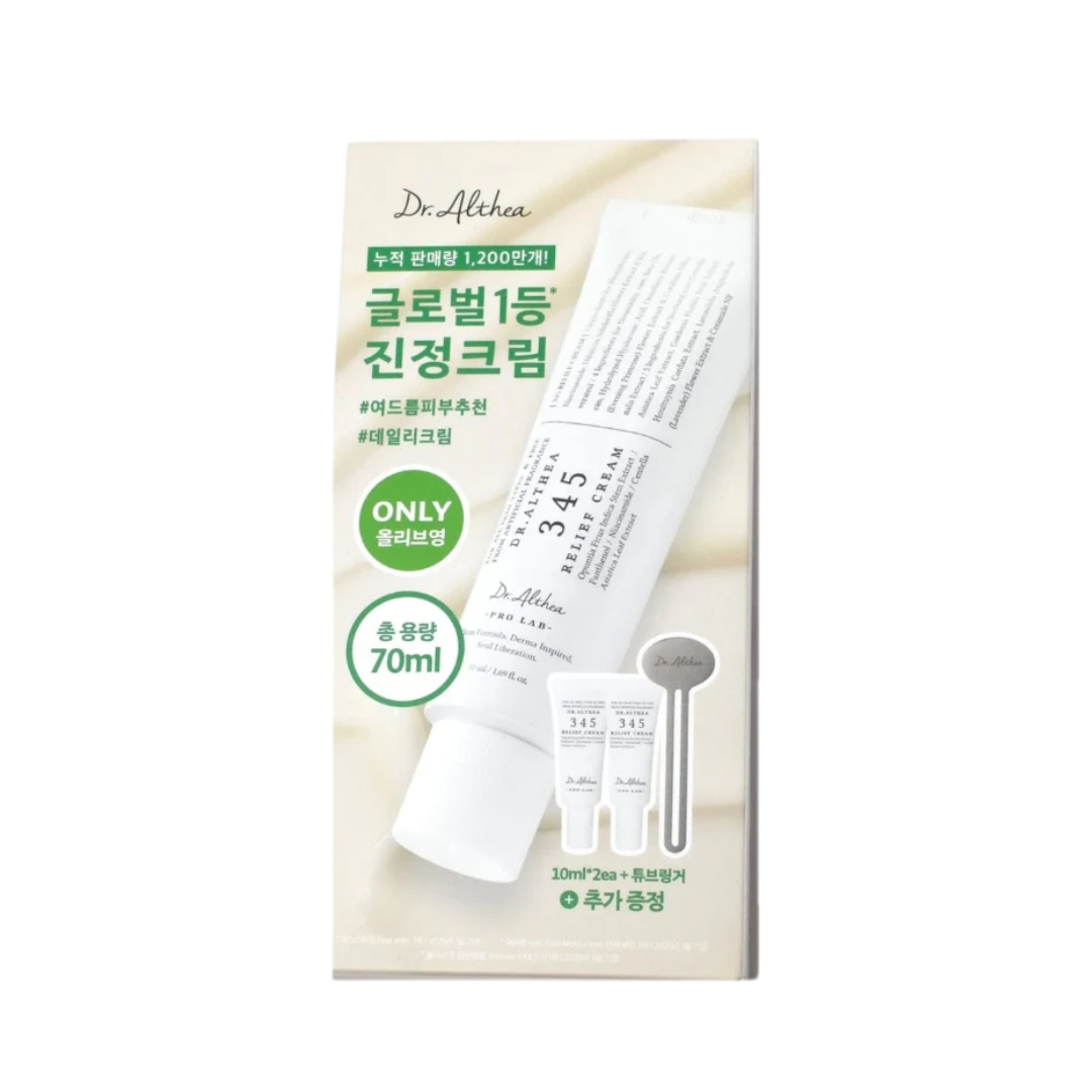 Dr.Althea 345 Relief Cream Set 70ml Korean moisturizer for sensitive acne-prone skin with mini creams and applicator