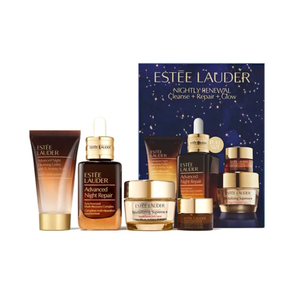 Estée Lauder Nightly Renewal Skincare Set Cleanse + Repair + Glow | Loolia Closet