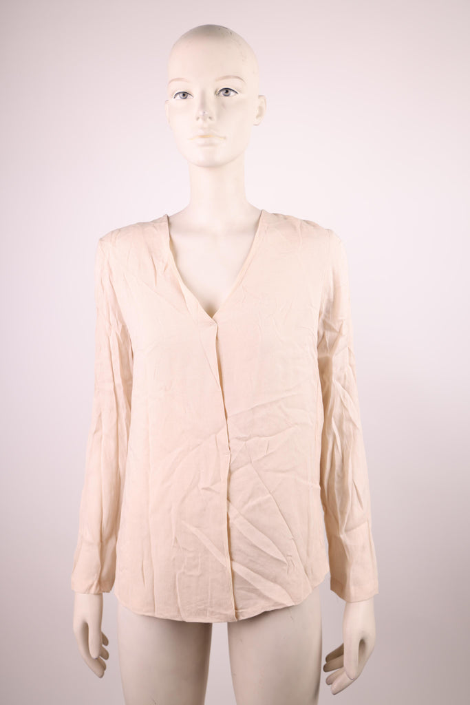 FRNCH Frnch beige long sleeve blouse | Loolia Closet