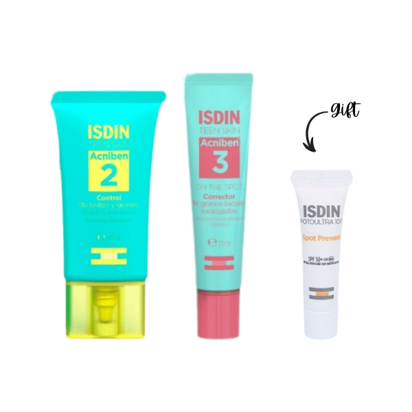 ISDIN Acniben On-Spot Pimple Corrector + Teen Skin Gel Cream + FREE Gift | Loolia Closet