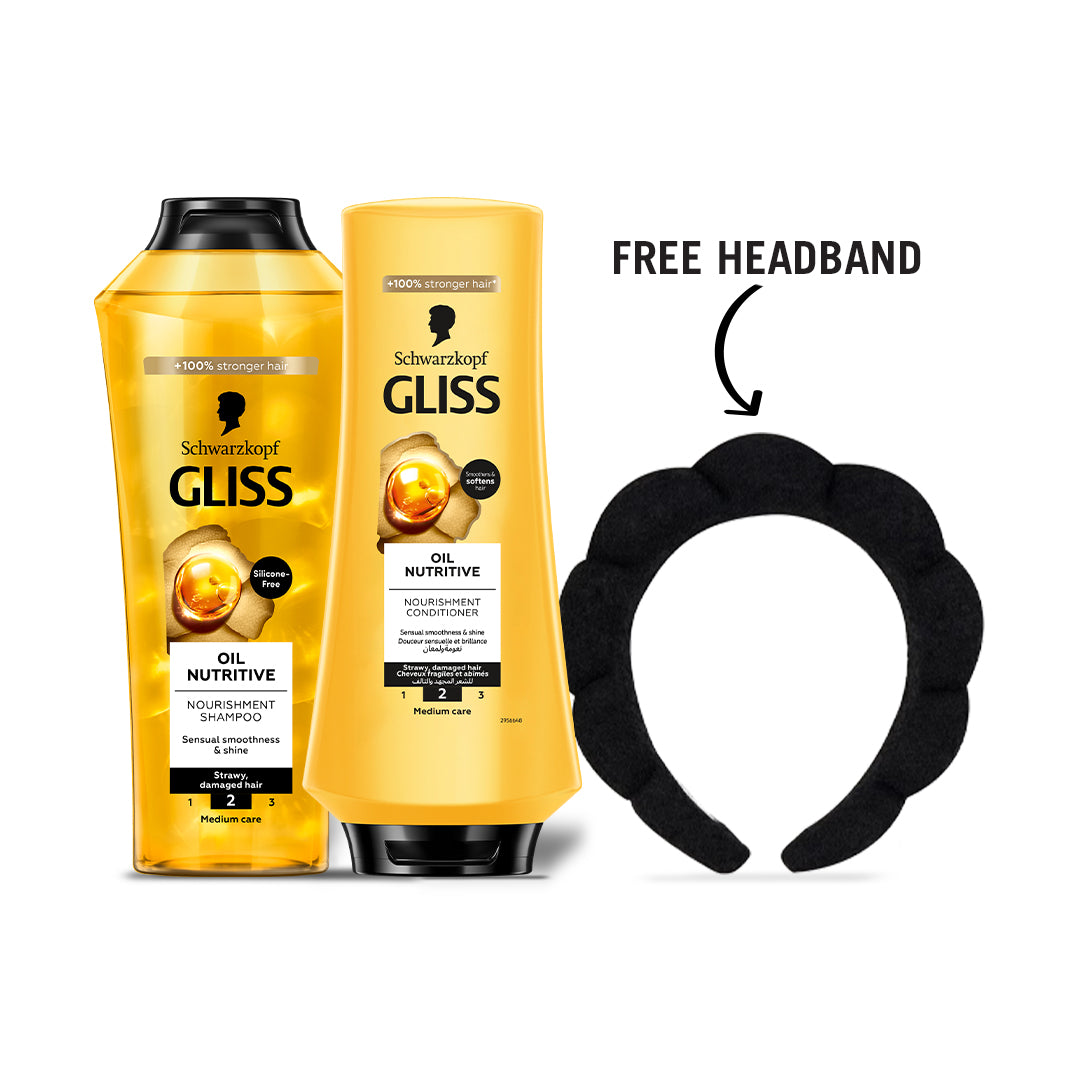 Gliss Shampoo 400 ML + Gliss Conditioner 200 ML + FREE Headband At 20% OFF