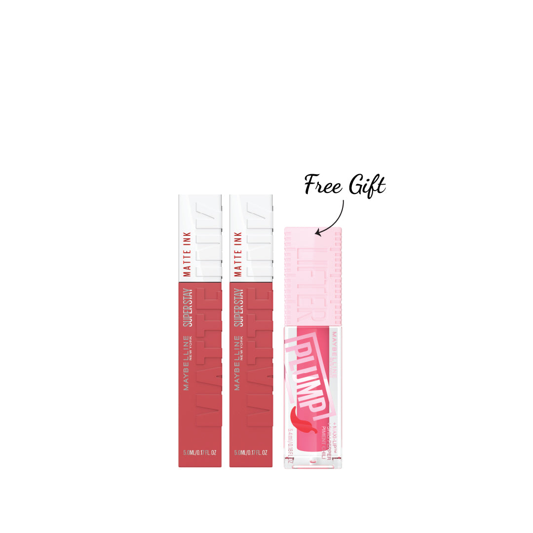 2x Superstay Matte Ink Liquid Lipstick + FREE Lifter Plump At 20% OFF