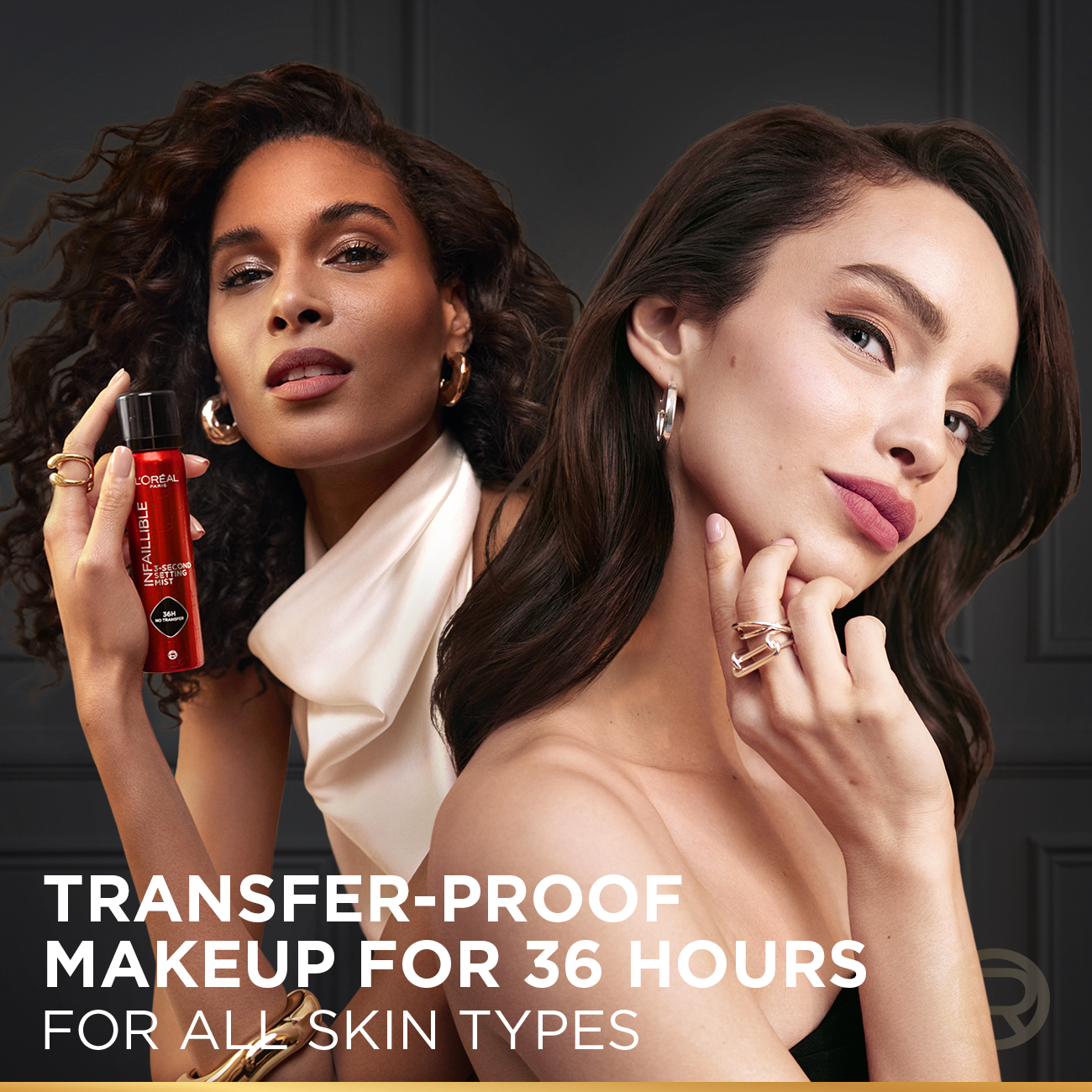 Infaillible 3-Second setting mist spray, 36h of long wear, no transfer, no marks, no stickiness