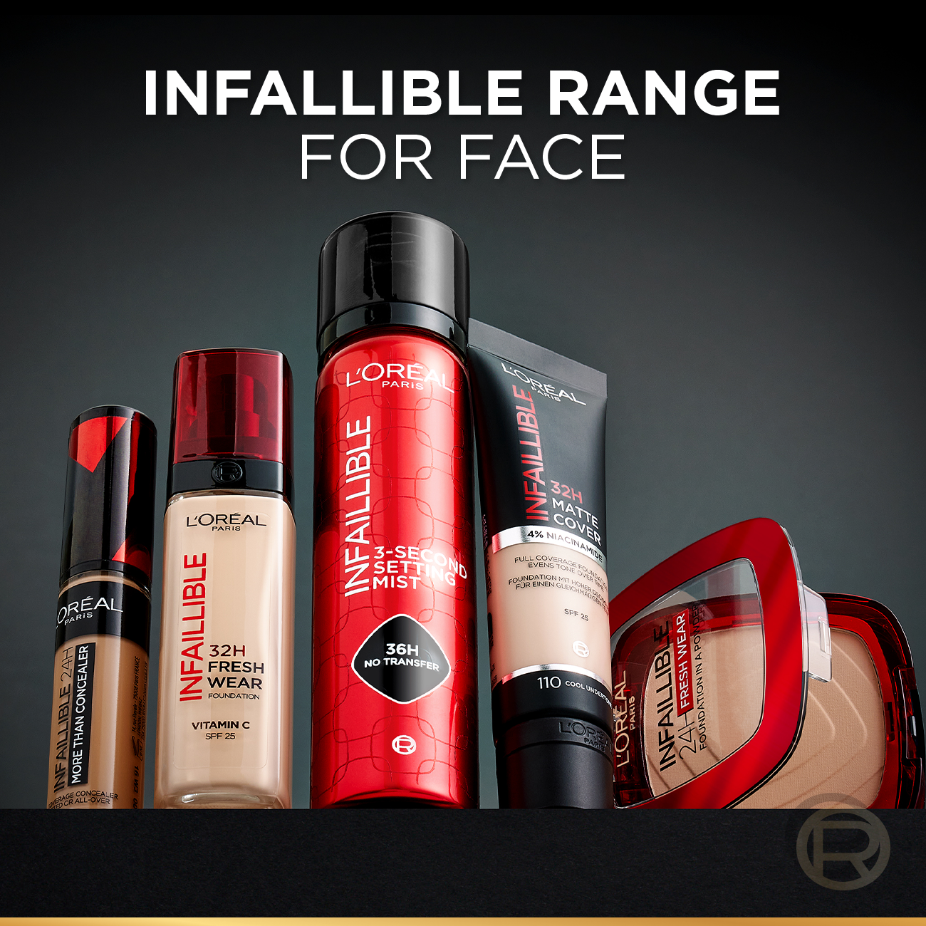 Infaillible 3-Second setting mist spray, 36h of long wear, no transfer, no marks, no stickiness