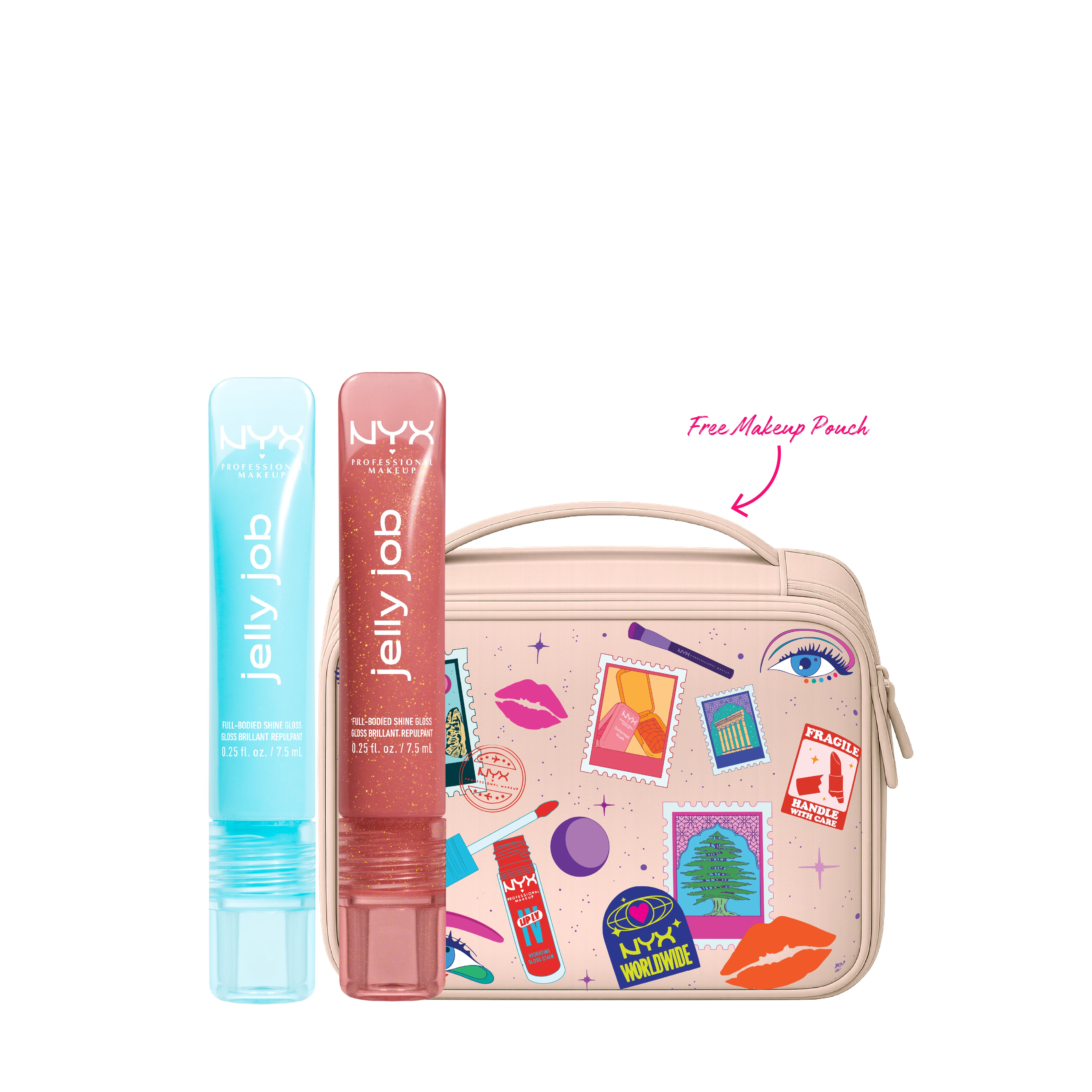 2x Jelly Job Full-Bodied High Shine Gloss + FREE Makeup Pouch