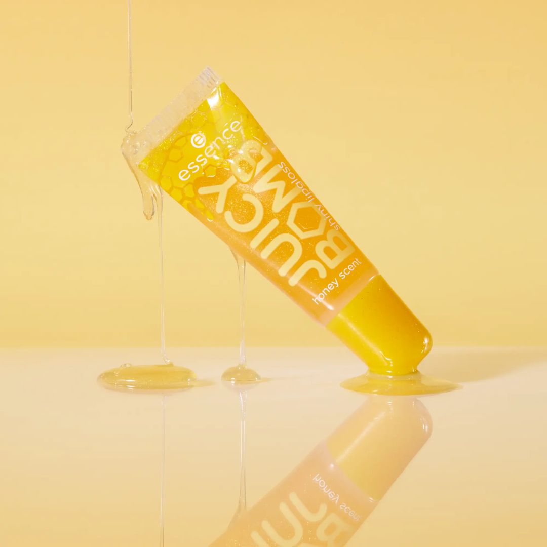 Essence Juicy Bomb shiny lip gloss golden honey shimmer high shine non sticky lips