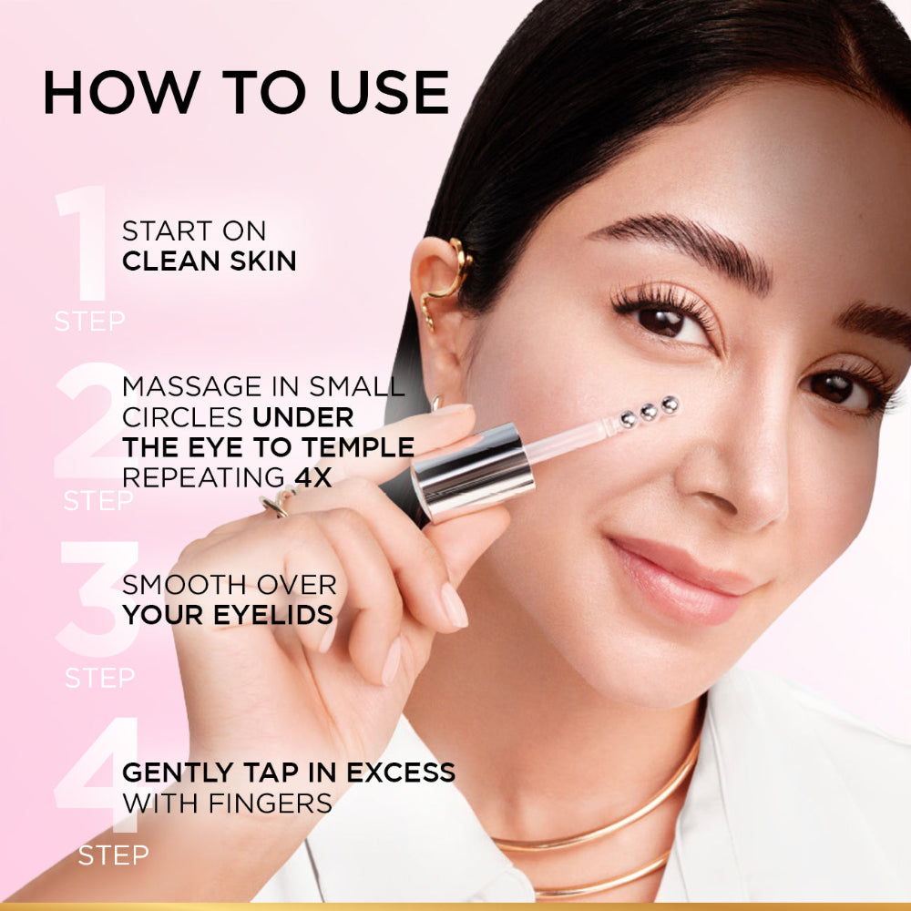 L'Oréal Paris Glycolic [3% Glycolic Acid  + Vitamin CG + Niacinamide] Eye Serum For Dark ircles, Brighten Eyes