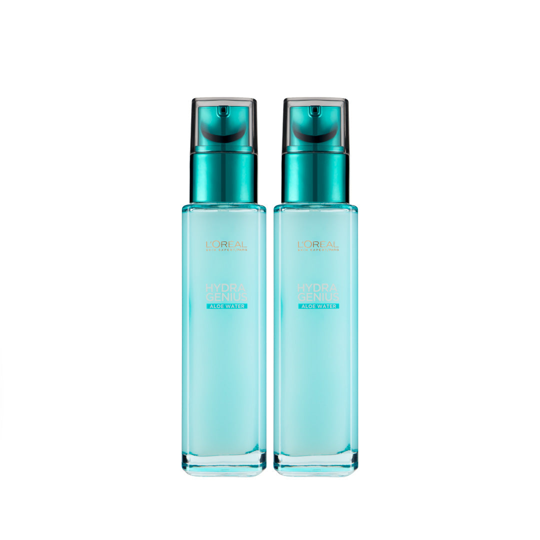 L’Oréal Paris Hydra Genius liquid moisturizer duo with aloe water and hyaluronic acid for 72-hour hydration and glowing skin