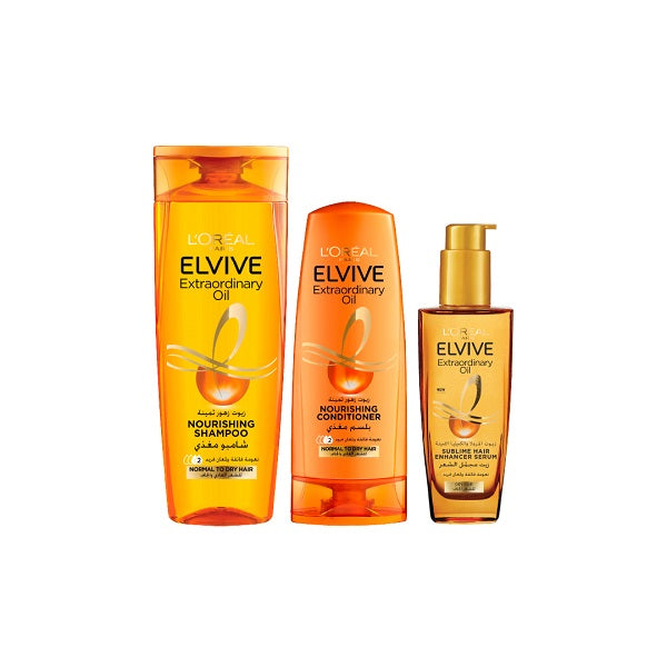 L'Oreal Paris - Elvive Extraordinary Oil Shampoo 400ML + Conditioner 200ML + Hair Oil 100ML At 20% OFF