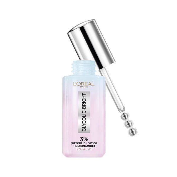 L'Oreal Paris - Glycolic [3% Glycolic Acid  + Vitamin CG + Niacinamide] Eye Serum For Dark Circles, Brighten Eyes 20