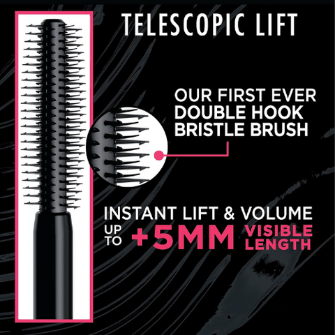 Telescopic Lift Washable Mascara, Lengthening and Volumizing, Lash Lift with Up to 36HR Wear