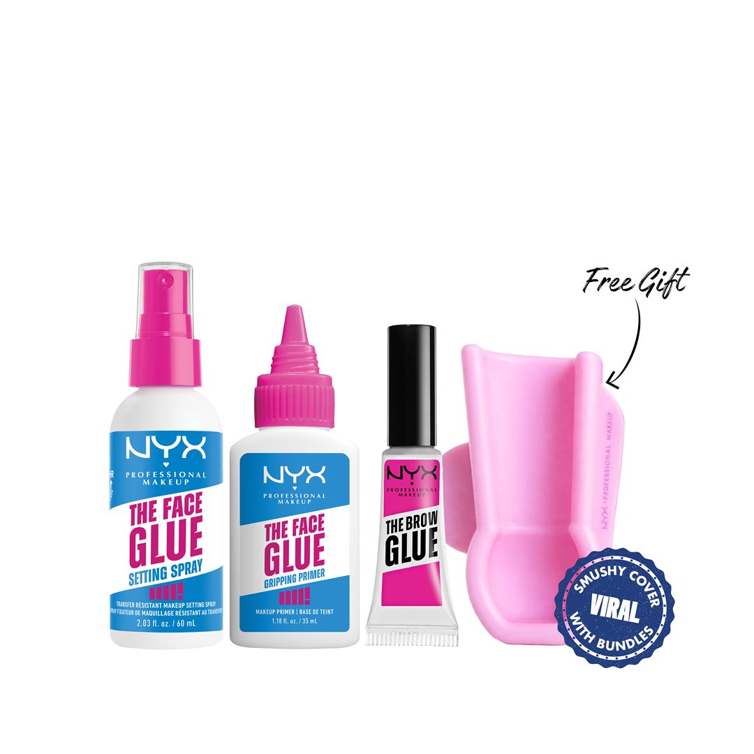 Face Glue Primer 35 mL + Glue Setting Spray 60 mL + Glue Instant Brow Styler + FREE Smushy Holder