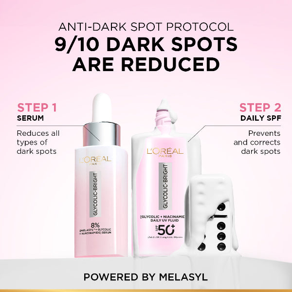 Glycolic Bright Anti-Dark Spot Daily UV Fluid SPF 50+ with [Glycolic Acid + Niacinamide] - Routine