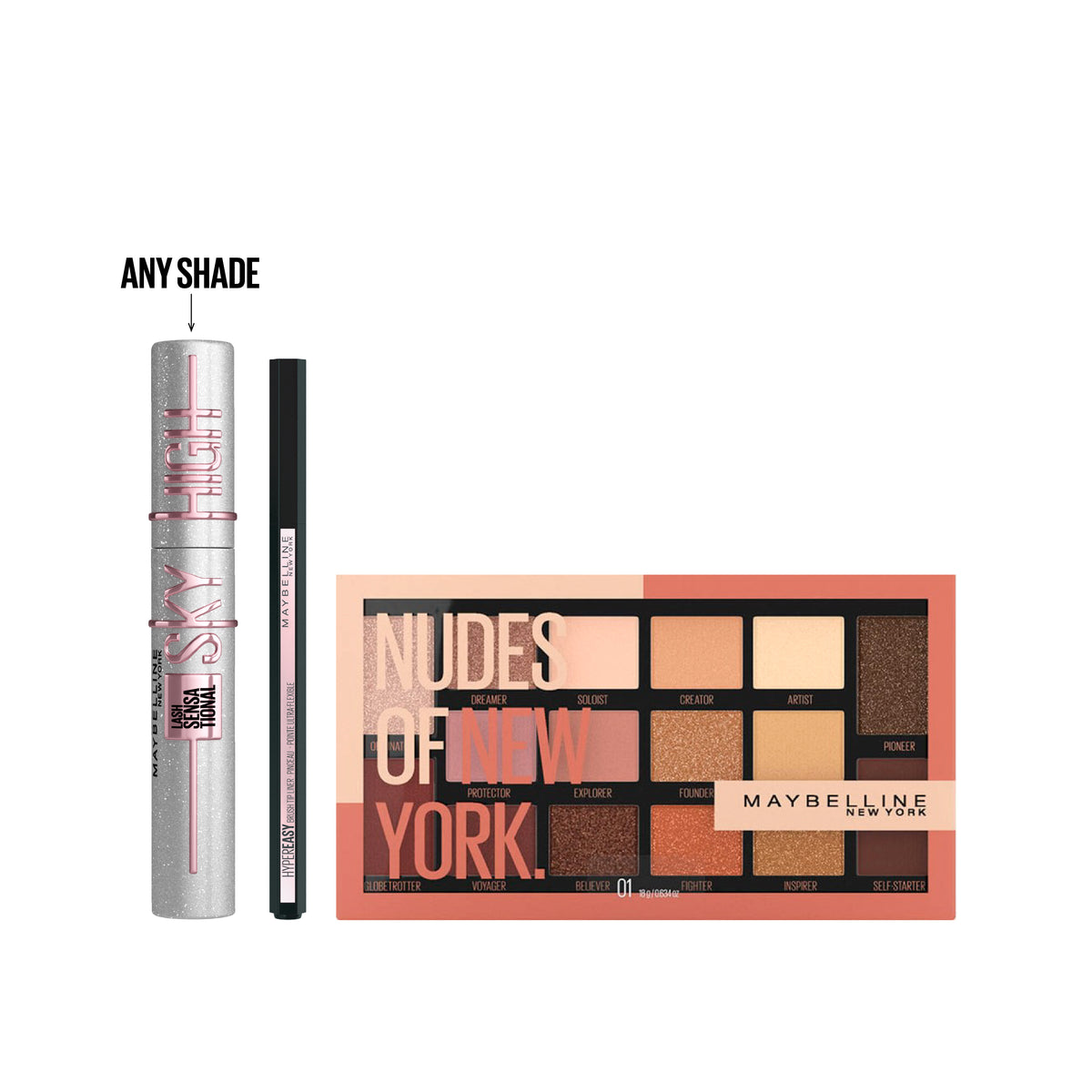 Sky High Mascara + Eyestudio Hyper Easy Liquid Liner + Eyeshadow Palette At 25% OFF