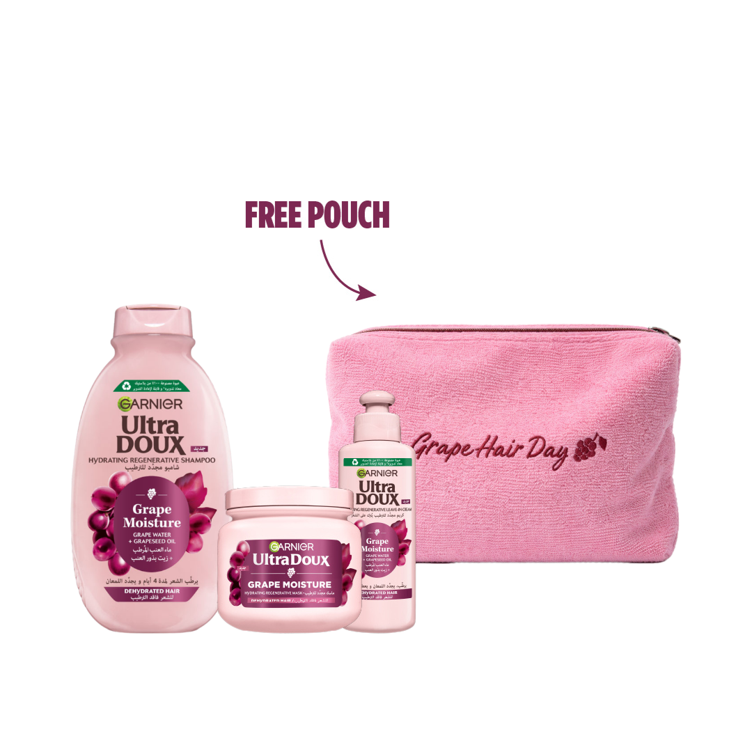 Ultra Doux Grape Shampoo + Leave-In + Mask + FREE Pouch