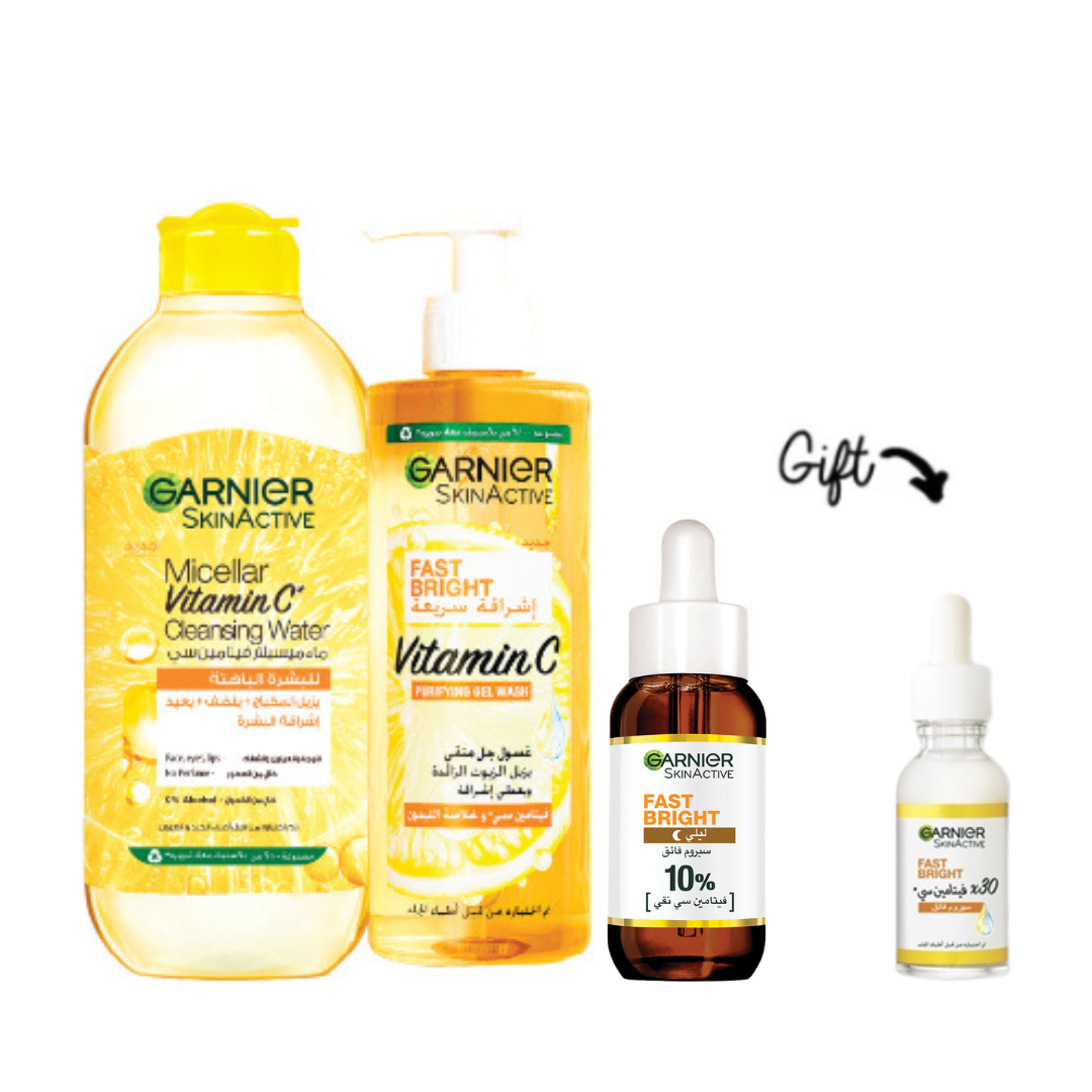 Fast Bright Micellar Water + Gel Wash + Night Serum + FREE Day Serum