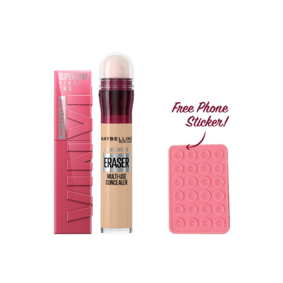 Instant Age Rewind Concealer + Vinyl Ink Lipstick + FREE Silicon Mobile Sticker At 20% OFF
