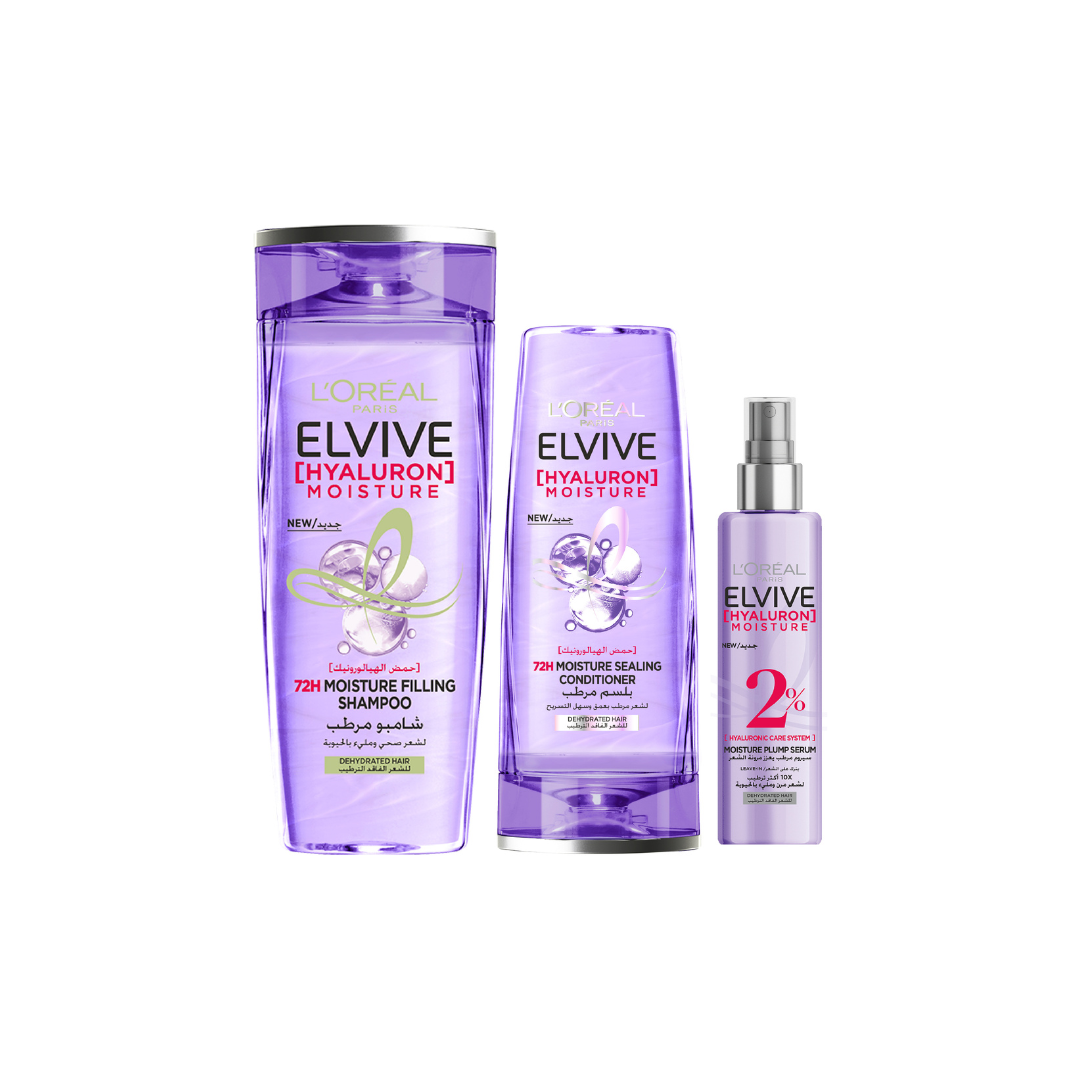 Elvive Hyaluron Moisture Shampoo + Conditioner + Spray Serum At 15% OFF