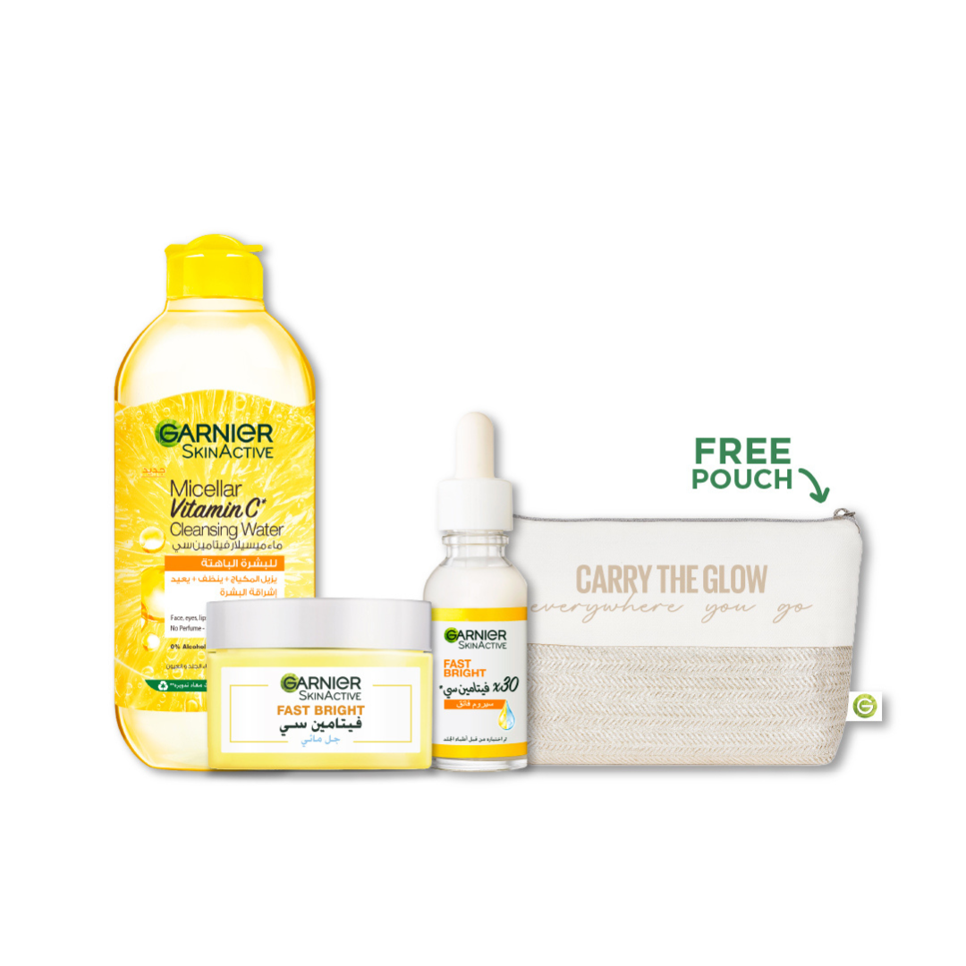 Skin Active Vitamin C Micellar Water 400ML + Day Serum 30ML + Water Gel 50ML + FREE Pouch At 20% OFF