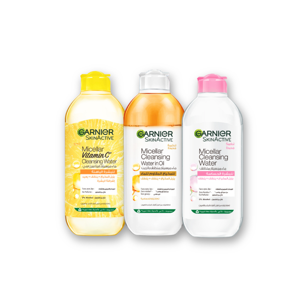 Micellar Water for Sensitive Skin 400ml + Oil-Infused 400ml + Vitamin C 400ml At 20 % OFF
