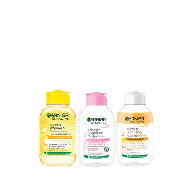 Garnier Micellar Water Pink 100 ML + Micellar Water Oil-Infused 100 ML + Vitamin C Micellar Water 100 ML At 15% OFF | Loolia Closet