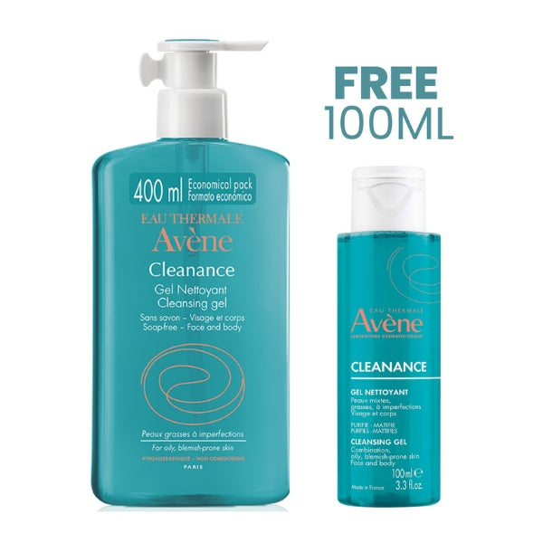 Eau Thermale Avène Cleanance Cleansing Gel 400ml + FREE Cleanance Cleansing Gel 100ml | Loolia Closet