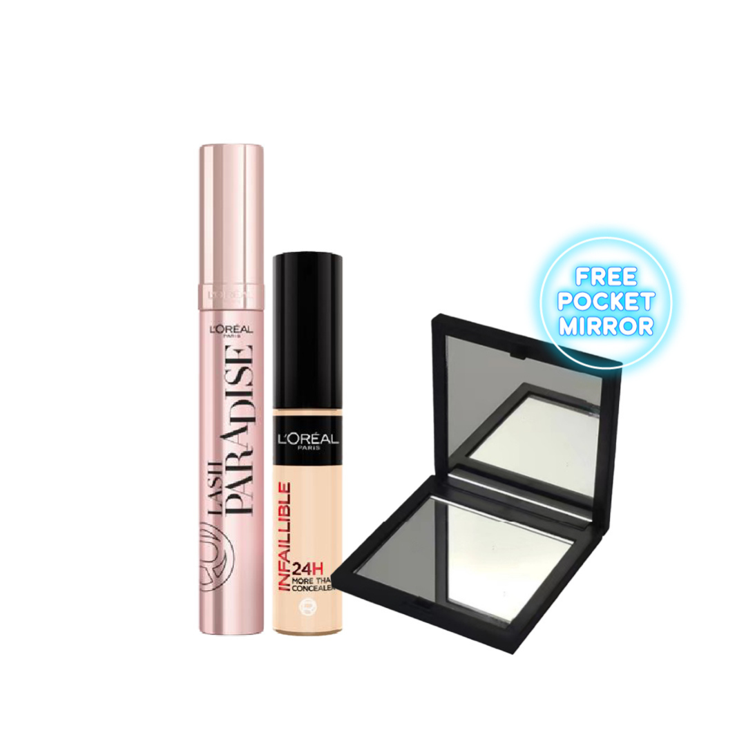 Lash Paradise Black Mascara + Infaillible Waterproof Concealer + FREE Black Mirror At 25% OFF