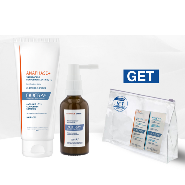 Ducray Anaphase+ Anti-Hair Loss Shampoo + Neoptide Expert Anti-Hair Loss & Growth Serum 2x50 ML + FREE Gift | Loolia Closet