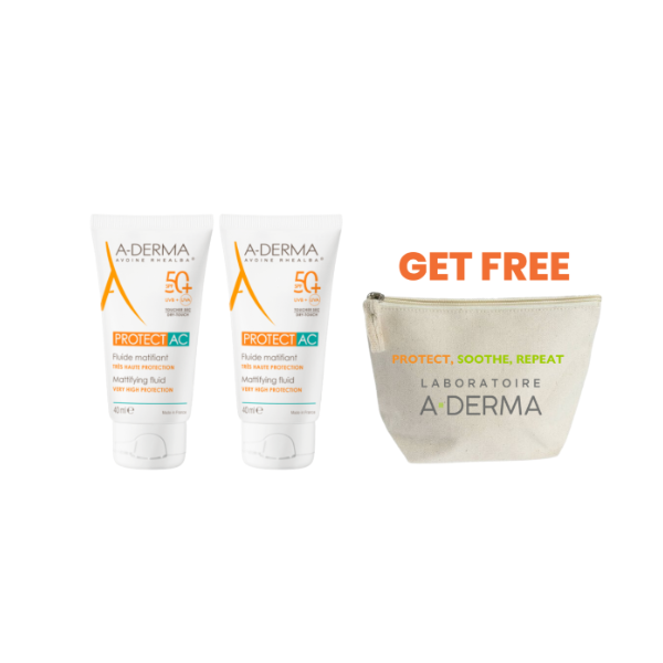 A-Derma 2x Protect AC Mattifying Fluid SPF 50+ Very High Protection + FREE Pouch | Loolia Closet