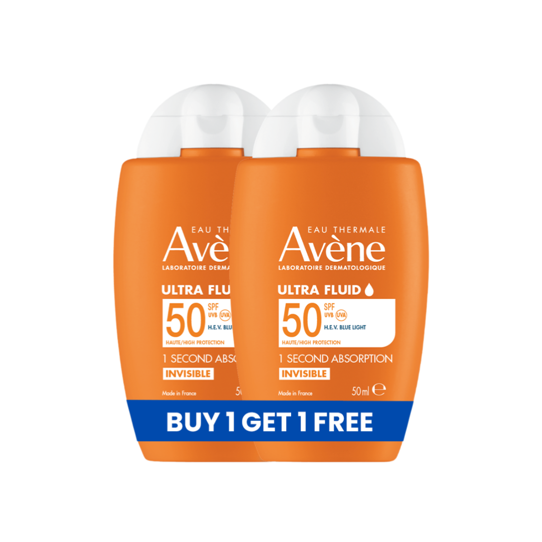 Buy 1 Get 1 Avène Ultra Fluid Invisible SPF50+ Sunscreen 50ml - Ultra Light texture