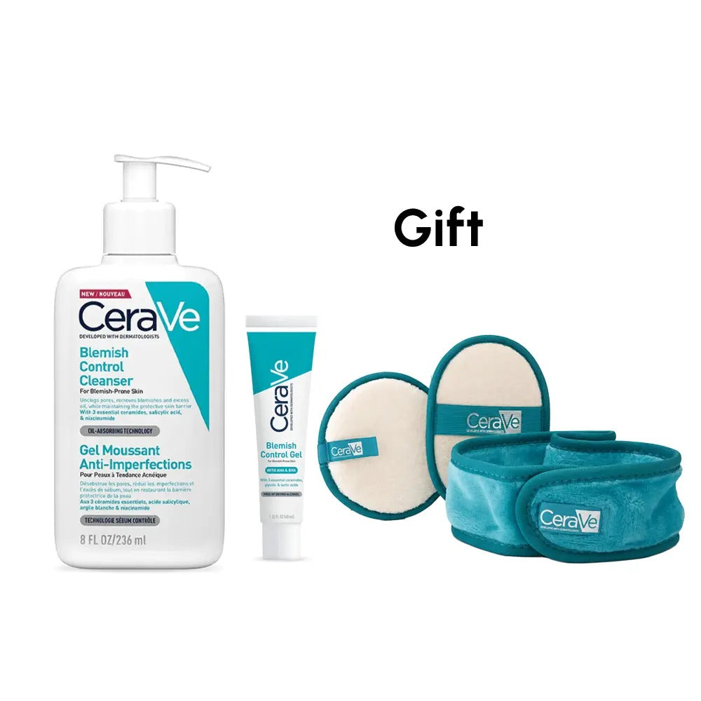Blemish Control Cleanser + Gel Facial Moisturizer + FREE Bathroom Set