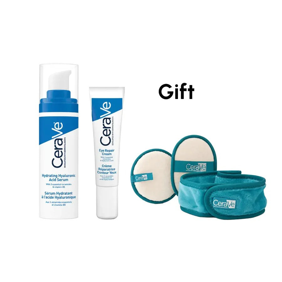 Hydrating Hyaluronic Acid Serum + Eye Repair Cream + FREE Bathroom Set