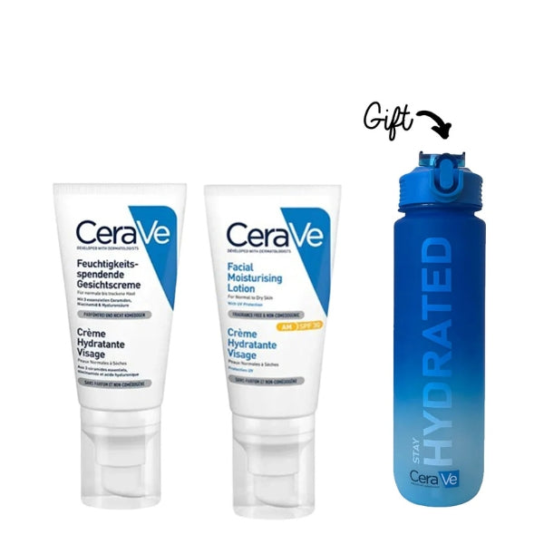 AM Facial Moisturizing Lotion SPF25 + PM Night Face Moisturizer + FREE Water Bottle