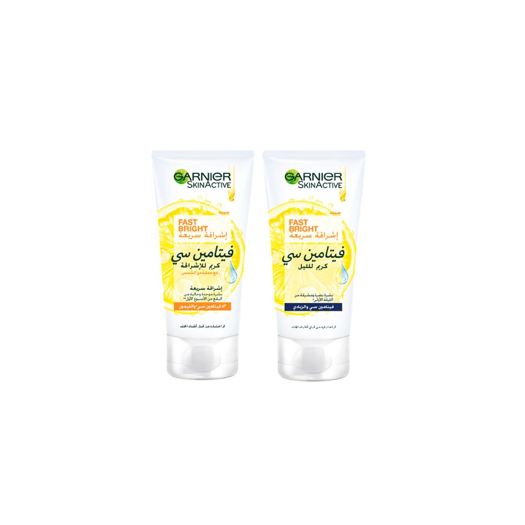 Garnier fast bright day and night cream bundle for glowing hydrated skin